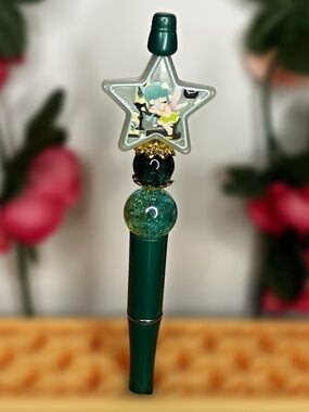 Bubble Fairy Star Handmade Green Beaded Pen